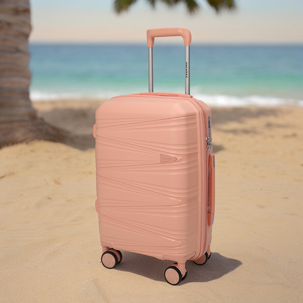 Vacanza UNBREAKABLE Polypropelene Luggage with TSA Lock set of 3 - 20 inch / 55 cm & 24 inch / 65 cm & 28 inch / 75 cm Pink