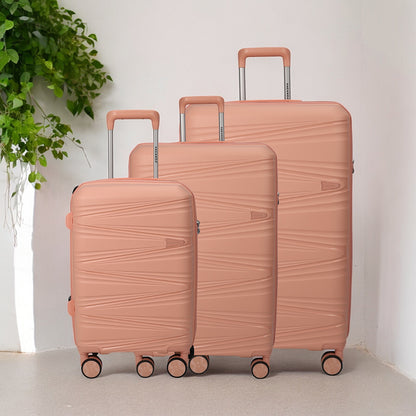 Vacanza UNBREAKABLE Polypropelene Luggage with TSA Lock set of 3 - 20 inch / 55 cm & 24 inch / 65 cm & 28 inch / 75 cm Pink