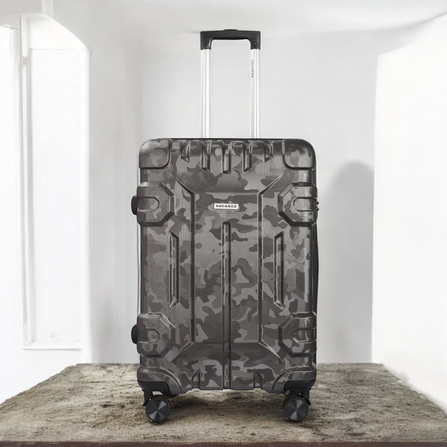 Vacanza Polycarbonate Luggage trolley bag printed - 20 inch / 55 cm Black
